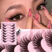 7Pairs Lashes Manga Lashes 3D Clear Band Faux Mink Lashes Natural Cat EyeLashes♪