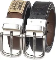 [Levi's] Big Boys Reversible Casual Belt with Canvas Logo, Tan/black