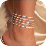 [choice of all] Ankle Bracelets for Women Layered Gold Anklets for Women Trendy Summer Beach Vacation Jewelry Cuba Paperclip Anklets Dainty Link Chain Anklets Foot Jewelry Gifts