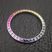 Custom Made Rainbow Gems Watch Bezel Insert Fits Rolex Datejust Series Watches