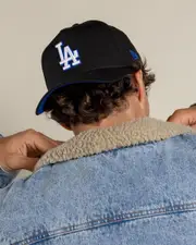 [New Era] New Era Men's Los Angeles Dodgers 9Forty A-Frame Snapback Cap in Black/Royal One Size Black/Royal