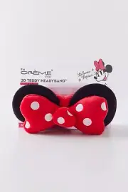 DISNEY The Creme Shop x Minnie Mouse 3D Teddy Spa Headband with Bow in Pink/Red