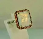 14k Yellow Gold Plated 3Ct Emerald Cut Lab Created Fire Opal & Ruby Wedding Ring