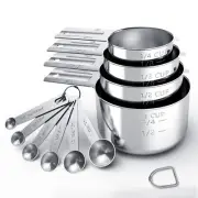 Stainless Steel Measuring Cups & Spoons Set, Cups and Spoons,Kitchen (Medium)