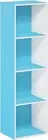 Luder Bookcase / Book / Storage, 4-Tier Cube, Light Blue/White