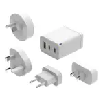 Laser 65W GaN USB Wall Charger with 4 International Plug Adaptors (White)