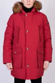 RRP€650 ALESSANDRO DELL'ACQUA Red Techno Fabric Jacket Size XL Raccoon Fur Trim