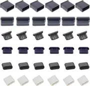 36 PCS 6 Types USB anti Dust Cover Plugs, Silicone Soft Micro USB Cap Port Prote