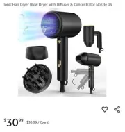 Ionic Hair Dryer Blow Dryer with Diffuser & Concentrator Nozzle 03￼