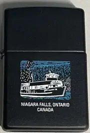ZIPPO 1999 NIAGARA FALLS MAID OF THE MIST BLACK MATTE LIGHTER UNFIRED N BOX K822