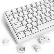 Guffercty kred 128 Keys XDA Profile Minimalist White Keycaps 75 Percent Dye-sub PBT Keyboard Caps with ISO Keys for MAC 60% 65% 75% 96% Mechanical Keyboard (Minimalist-A English Keycaps)
