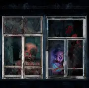 Halloween Decoration Window Silhouette 2 Pcs zombie baby Curtain Indoor Decor