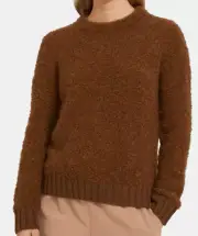 $295 NWT THEORY SzM CREWNECK KNIT BOUCLE WOOL-ALPACA PULLOVER SWEATER COCOA