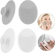 Luckyiren Silicone Face Scrubber Exfoliator Facial Cleansing Pads Precision Pore Cleansing Pad Acne Blackheads Removing Face Brush Baby Shower Tool Brushes (Grey+White; 4 Pack)