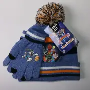 BOYS WARNER BROS SPACE JAM A NEW LEGACY TWO PIECE SET WITH BEANIE AND GLOVES NWT