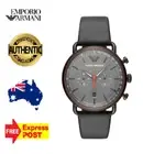 EMPORIO ARMANI AVIATOR AR11168 GUNMETAL/GREY/ORANGE/LEATHER CHRONO MENS WATCH