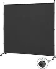 SIMFLAG 6FT Single Panel Room Divider with Wheels,Rolling Fabric Room Dividers for Partition Privacy Screens,Freestanding Wall Divider for Home Office,Restaurant,Hospital,(Black)