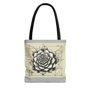 Echeveria Succulent Tote Bag, Geometry Design, Golden Ratio, Botanical Shoulder
