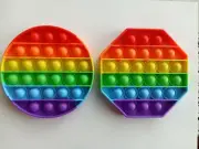 For 2 Pack Rainbow Push Pop Bubble It sensory Fidget Toy ( Circle and Octagon )