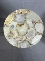White Agate Stone Coffee Table Top, Agate Living Room Side Round Table Top Decor