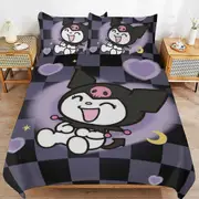 a1467 Kuromi Duvet Cover Set, 3 Piece Bedding Set 86x70" Double Sided Printing Decorative Comforter Cover Set (1 Duvet Cover + 2 Pillow Shams)" jfr146