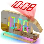 Projection Alarm Clock,7.4" LED Mirror Digital Clocks Large Display,with Gold