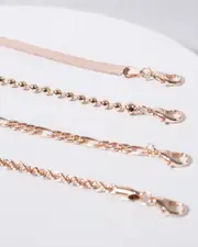 Rose Gold 4 Pack Flat Chain Multi Bracelet