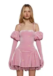[Dolls Kill] Gilded Romance Velvet Dress And Gloves Set (Fairfax)