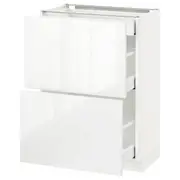 METOD base cab with 2 fronts/3 drawers, white Maximera/Ringhult white, 60x37x80 cm