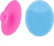 (2 Pack;Pink+Blue) - Face Scrubber,2 Pack Soft Silicone Scrubbies Facial Cleansing Pad Face Exfoliator Face Scrub Face Brush Silicone Scrubby for Massage Pore Cleansing Blackhead Removing Exfoliating,Cool Gift for Girl