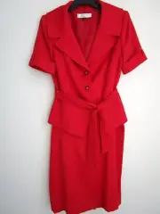 TAHARI ARTHUR S. LEVINE ROUGE RED SHORT SLEEVE JACKET & SKIRT SET SIZE 10 - NWT