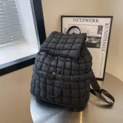 NNEDSZ Lightweight Quilted Nylon Backpack with Adjustable Straps - Black