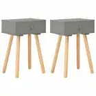 Set Of 2 Bedside Table Grey Decorative Bedroom Organizer Retro Style Nightstand