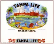 Tampa Florida Life Scenic Smoke Vintage Cigar Box Crate Inner Label Art Print