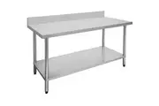2100-7-WBB Economic 304 Grade Stainless Steel Table with splashback 2100x700x900 - 6 legs