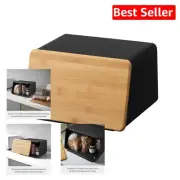 Versatile Steel Bread Box with Bamboo Lid - Optimal Freshness for Baked Goods