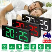 Digital Clock LED Mirror Display Alarm Temperature Time Table Desk Modern Decor