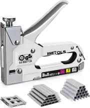 WETOLS Staple Gun, Heavy Duty Staple Gun, 3 in 1 Manual Nail Gun with 2400 Stapl