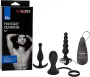 CalExotics His Prostate Training Kit - Vibrator Egg Bullet with Anal Pleasure Probes – Adult Fetish Beads Sex Toy for Couples – Male Enhancement Ring - Black