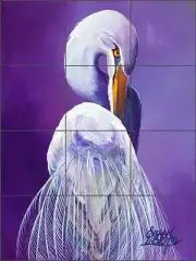Ceramic Tile Mural Backsplash Libby Heron Wildlife Bird Lodge Art SLA010