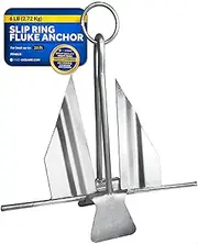Five Oceans Fluke Anchor, Easy-Release Utility Boat Anchor with Slip Ring Shank, Hot Dipped Galvanized Steel, Multiple Sizes, for Pontoon, Fishing Boats, Sport Boats