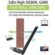 2in1 Bluetooth 5.0 600Mbps Dual Band 2.4/5GHz Wireless Dongle USB WiFi H0B2