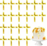 20 PCS Baptism Cake Toppers,Gold Mirror Crossing Cupcake Toppers Acrylic Cross Cake Toppers Baptism Deco Birthday Party Christian Decorations