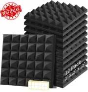 12 Pack Acoustic Foam Panels Soundproof Studio Wall Absorbing Echo Reduction