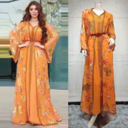 Muslim Women Abaya Dress Two Piece Set Open Kimono Cardigan Caftan Robe Kaftan