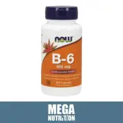 NOW Foods Vitamin B6 100mg 100 Capsules Nervous System PMS Acne Heart Health