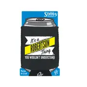 Sailing Robertson V2 Surname Thing - Funny Novelty Stubby Holder With Base