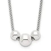 Sterling Silver Polished Bead Fancy Link Necklace