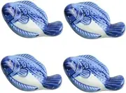 FELTECHELECTR 4pcs Unique Fish Shape Ceramic Chopstick Holder Japanese Chopstick Rests Stand Home Decor Organizer