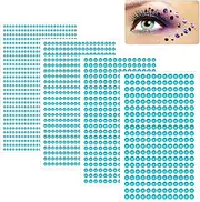 uxcell 1792 Pcs Self Adhesive Face Gems, 3/4/5/6mm Rhinestone Stickers Stick on Jewel for Face Eye Body Nails Makeup DIY Crafts Gems, Light Blue